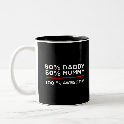 Tasse 2 Couleurs 50% papa 50% maman 100% merveilleux (Gauche)