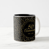 Tasse 2 Couleurs 50e anniversaire du Mariage Coeurs noir et or (Devant droit)