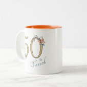 Tasse 2 Couleurs 50e anniversaire fille bénie Boho automne (Devant gauche)