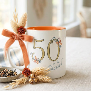 Tasse 2 Couleurs 50e anniversaire fille bénie Boho automne
