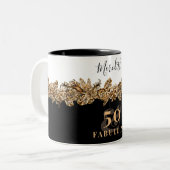 Tasse 2 Couleurs 50e anniversaire Luxe Golden Flowers élégant Class (Devant gauche)