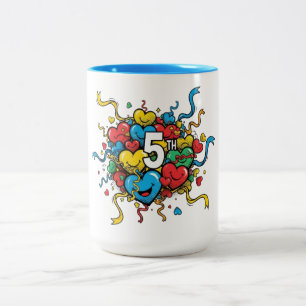 Tasse 2 Couleurs 5e anniversaire coloré