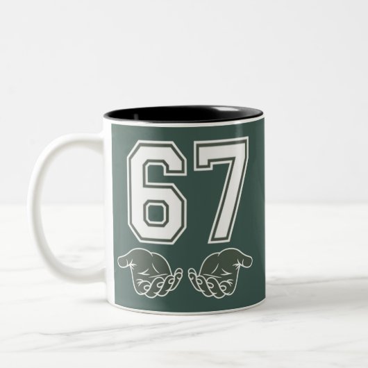 Tasse 2 Couleurs 67 Main Drôle Six Sept Mème Génération Alpha (Gauche)