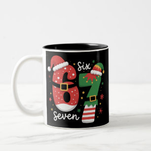 Tasse 2 Couleurs 67 Mème Six Sept Elfe Chapeau de Noël Santa