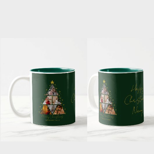 Tasse 2 Couleurs 6 Photo Tree Shape Christmas gift grandparent 