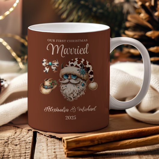 Tasse 2 Couleurs 6 Photo Western First Christmas Married