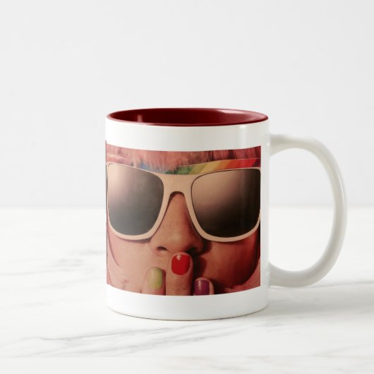 Tasse 2 Couleurs 80 retro fille de mode (Droit)