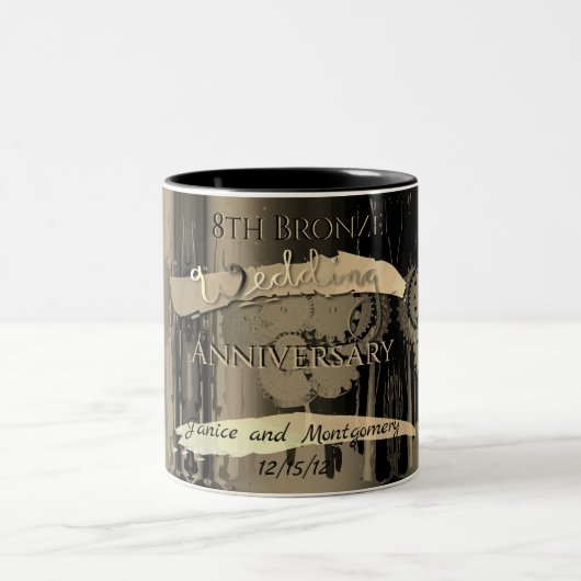 Tasse 2 Couleurs 8e anniversaire du Mariage de bronze Steampunk (Centre)