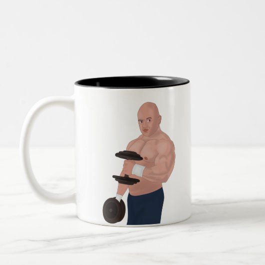 Tasse 2 Couleurs A bodybuilder daddy training with dumbbells (Gauche)