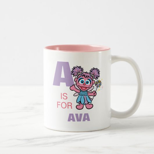 Tasse 2 Couleurs A est pour Abby Cadabby | Ajouter Votre Nom (Droit)
