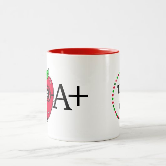 Tasse 2 Couleurs A+ Mignonne Apple Enseignant Appréciation Cadeau (Centre)