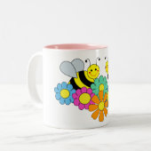 Tasse 2 Couleurs Abeilles et fleurs (Devant gauche)
