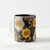 Tasse 2 Couleurs abeilles sur fleurs (Devant gauche)