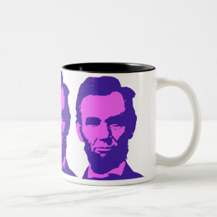 Tasse 2 Couleurs Abraham Lincoln en rose et violet Pop Art