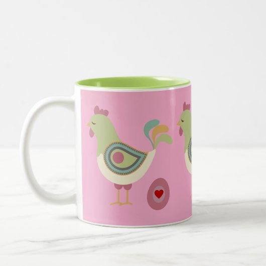 Tasse 2 Couleurs Abstract Chicken & Egg Coffee Cup – Pink (Gauche)