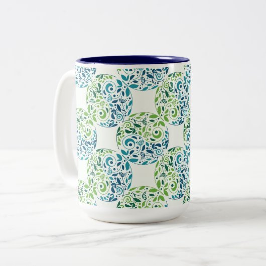 Tasse 2 Couleurs Abstract Green And Blue Pattern (Devant gauche)