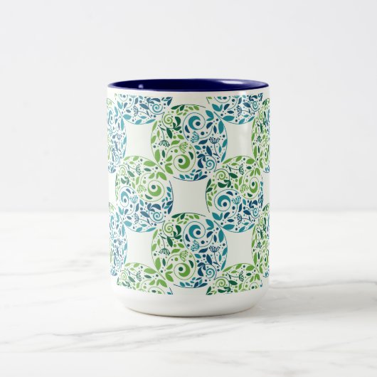 Tasse 2 Couleurs Abstract Green And Blue Pattern (Centre)