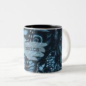 Tasse 2 Couleurs Abstract Grunge Blue Butterfly Art Personalised (Devant droit)