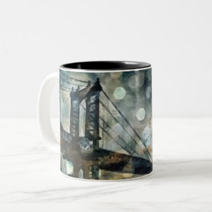 Tasse 2 Couleurs Abstrait du pont de Manhattan
