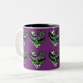 Tasse 2 Couleurs Abstrait, funky, coeur sur violet (Devant gauche)