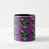 Tasse 2 Couleurs Abstrait, funky, coeur sur violet (Centre)