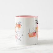 Tasse 2 Couleurs Abstrait Géométrique rose orange noir (Centre)