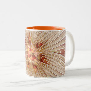 Tasse 2 Couleurs Abstrait Moderne Peach Pastel Flower Fractal Art