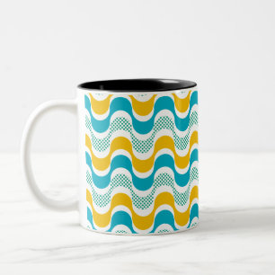 Tasse 2 Couleurs abstrait motif à ondes rétro à deux tons