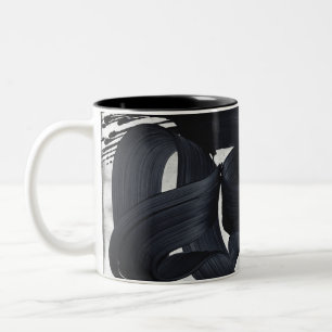 Tasse 2 Couleurs Abstrait Pinceau Noir Monochrome