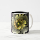 Tasse 2 Couleurs Abstrait Purpur moderne Khaki Gris Fleur fractale (Devant droit)