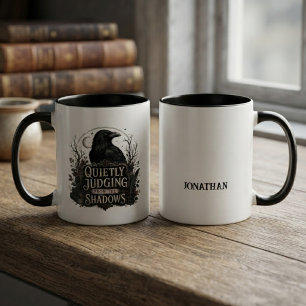 Tasse 2 Couleurs Academia Sombre Silhouette Gothique de Corbeau en