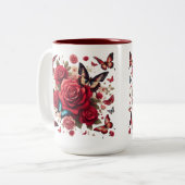 Tasse 2 Couleurs Accent Rouge Avec Roses Rouges (Devant gauche)