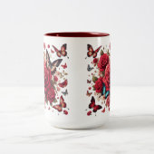 Tasse 2 Couleurs Accent Rouge Avec Roses Rouges (Centre)