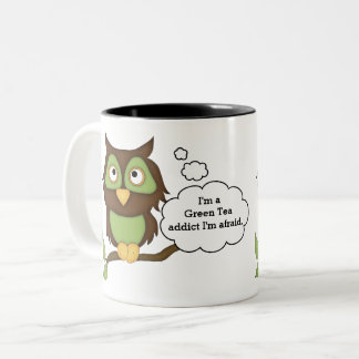 Tasse 2 Couleurs Accro au thé vert - Hibou vert