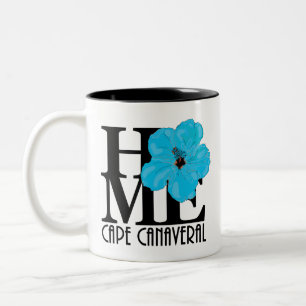 Tasse 2 Couleurs ACCUEIL Cap Canaveral Floride Hibiscus bleu 11 oz
