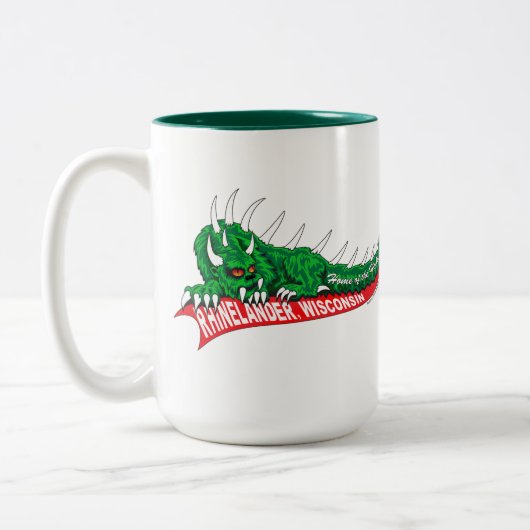 Tasse 2 Couleurs Accueil du Hodag Rhinelander Wisconsin (Gauche)