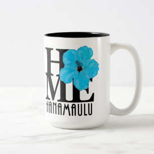 Tasse 2 Couleurs ACCUEIL Hanamaulu Hawaii Hibiscus bleu 15oz