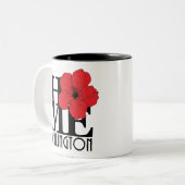 Tasse 2 Couleurs ACCUEIL Hibiscus rouge Wellington 11oz (Devant gauche)