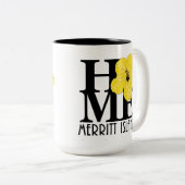 Tasse 2 Couleurs ACCUEIL Île Merritt hibiscus jaune 15oz (Devant droit)