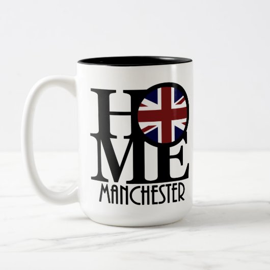 Tasse 2 Couleurs ACCUEIL Manchester Angleterre 15oz (Gauche)