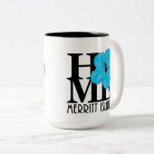 Tasse 2 Couleurs ACCUEIL Melbourne hibiscus bleu 15oz (Devant droit)