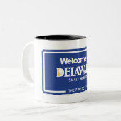 Tasse 2 Couleurs Accueil panneau routier vers Delaware - Etats-Unis (Devant gauche)