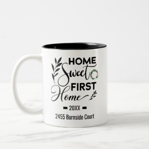 Tasse 2 Couleurs Accueil Sweet First Home Adresse personnalisée