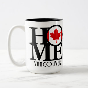 Tasse 2 Couleurs ACCUEIL Vancouver (Drapeau canadien) 15oz
