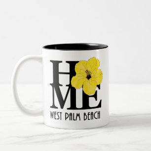 Tasse 2 Couleurs ACCUEIL West Palm Beach Floride 11oz Hibiscus Jaun