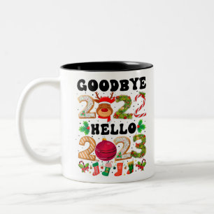 Tasse 2 Couleurs Adieu 2022 Bonjour 2023 Bonne année Bonne et bonne