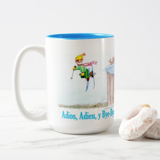 Tasse 2 Couleurs Adios, Adieu y Bye-Bye (Avec donut)