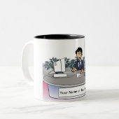 Tasse 2 Couleurs Admin Asst, Réceptionniste - Dessin masculin (Devant gauche)