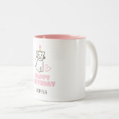 Tasse 2 Couleurs Adorable Chat dans un Casquette d'anniversaire (Devant droit)