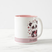 Tasse 2 Couleurs Adorable Panda Love - Personnalisé (Devant droit)
